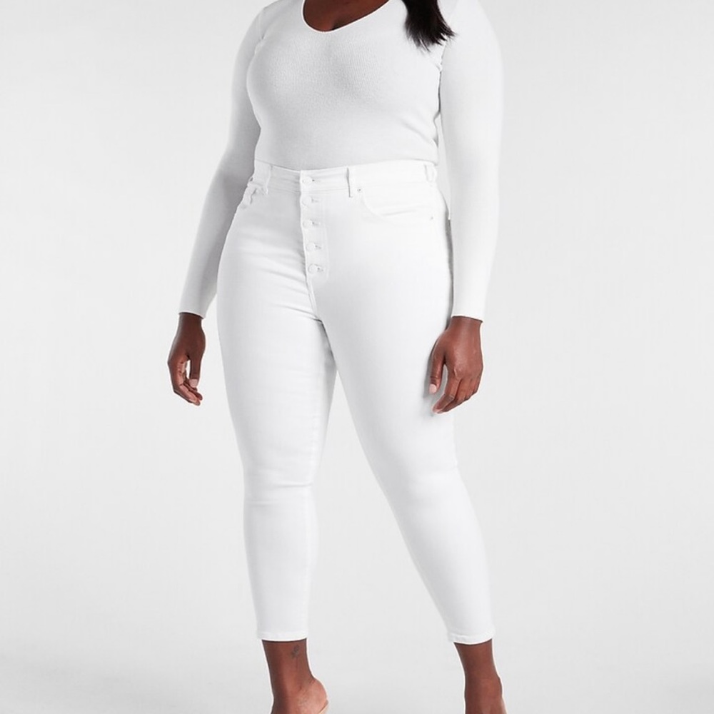 Express Cropped Skinny High Rise White Jeans - NWT
